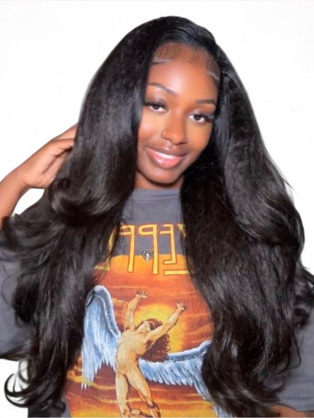 24 inch kinky straight half wig